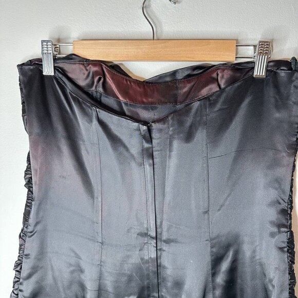 Vintage Gunne Sax Jessica McClintock Black Strapless Ruffled Rosette Dress 8 - Picture 7 of 13